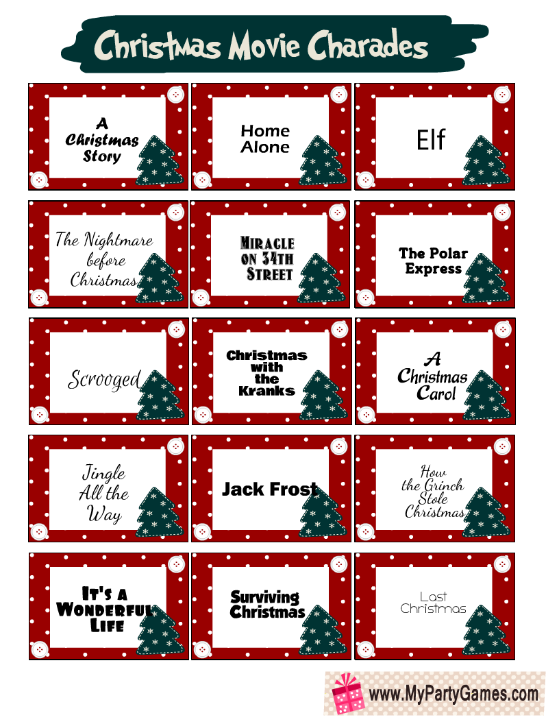 Free Printable Christmas Movies Charades