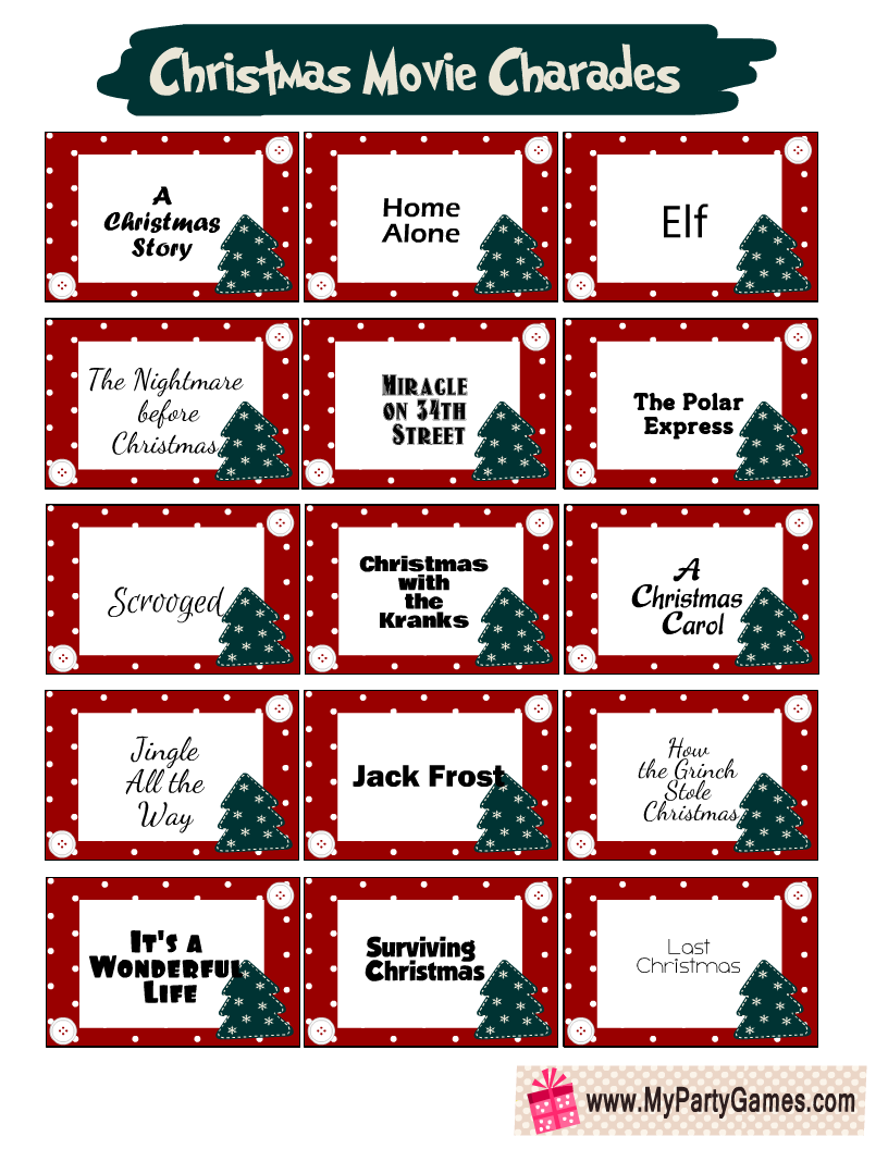 Free Christmas Charades Cards Printable Game Christma - vrogue.co