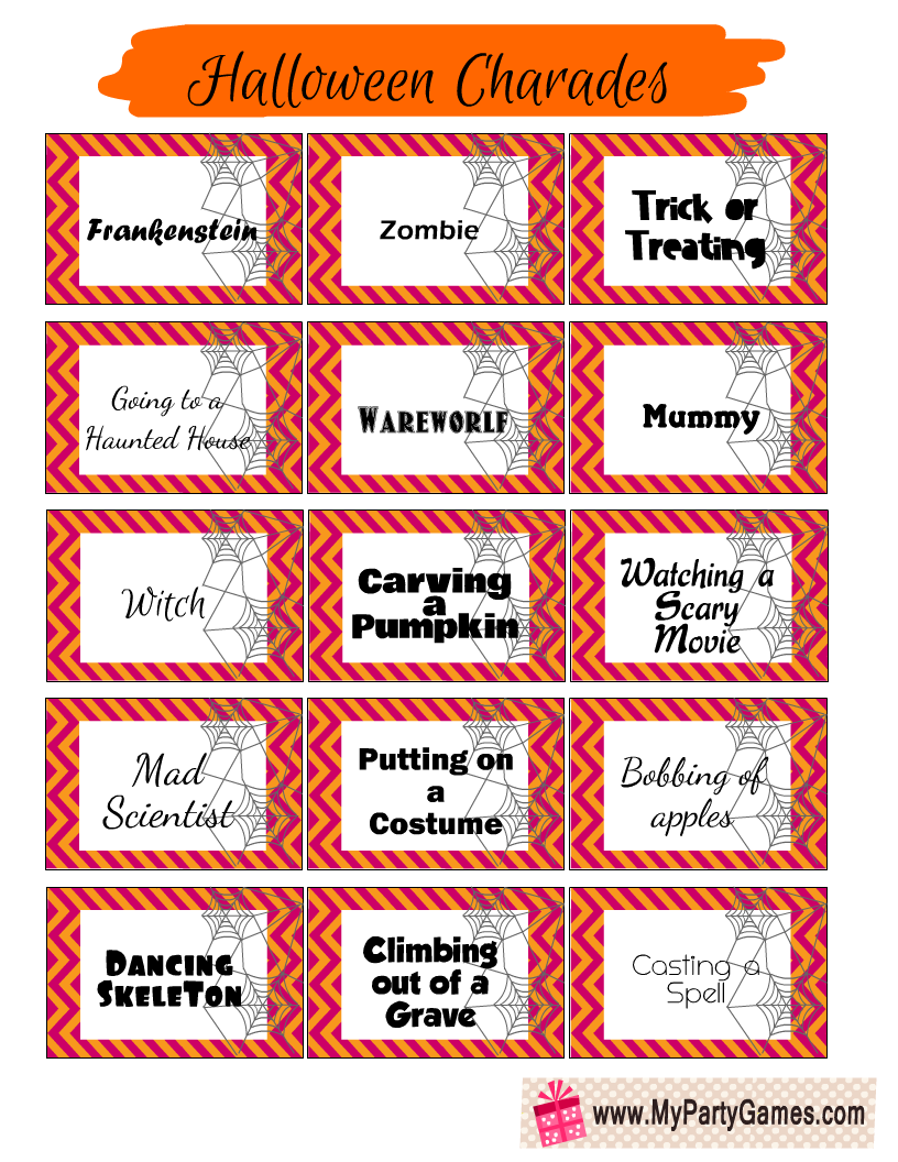 Free Printable Halloween Charades (Easy)