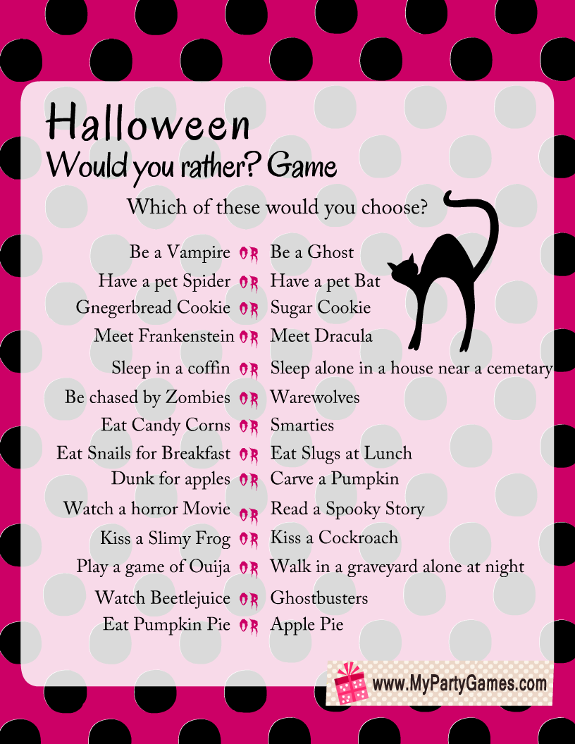  Halloween Would you Rather? Game Printable