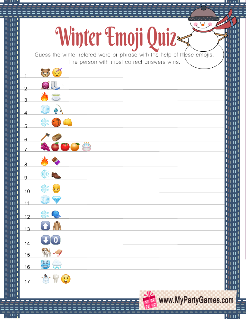 inter Emoji Quiz Printable