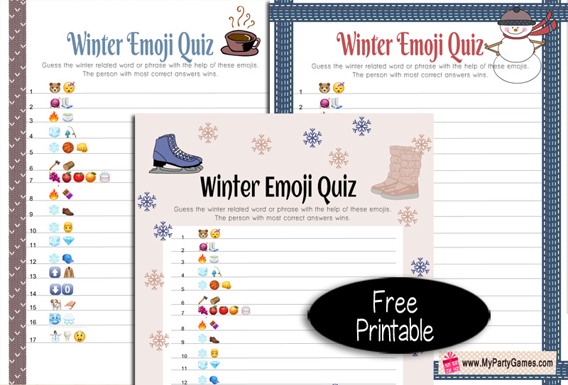 Free Printable Winter Emoji Quiz with Answer Key