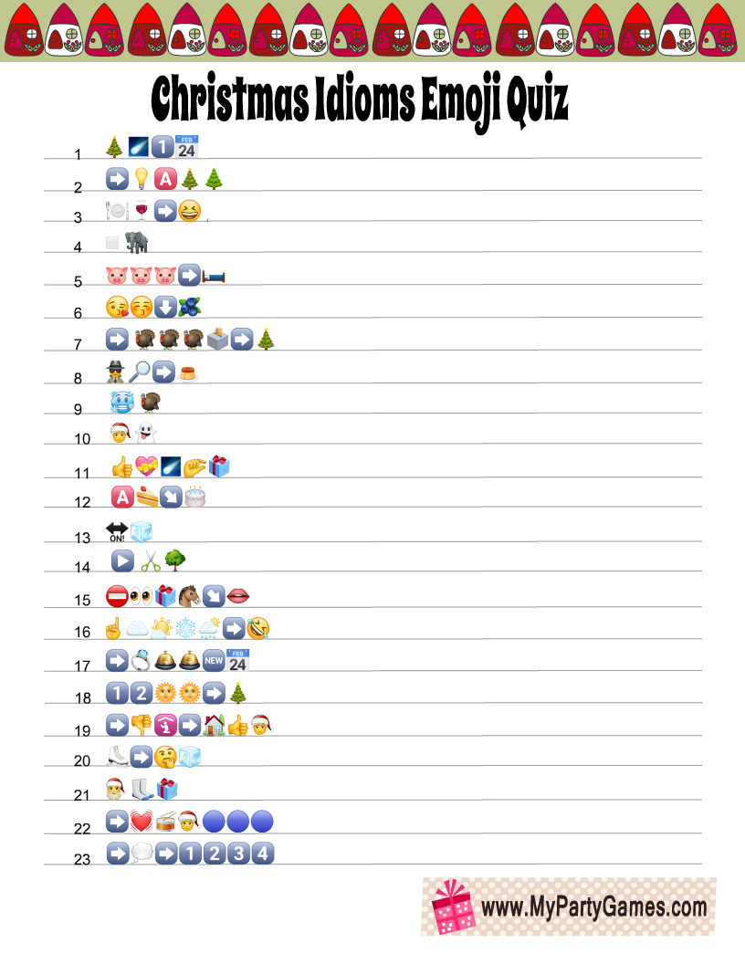 Free Printable Christmas Idioms Emoji Quiz