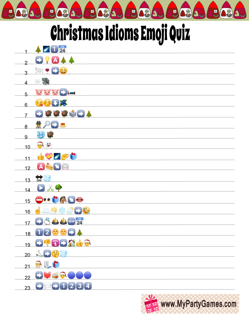 free printable christmas idioms emoji quiz with answer key