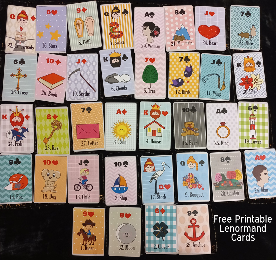 Free Printable Cute Deck of Lenormand Cards