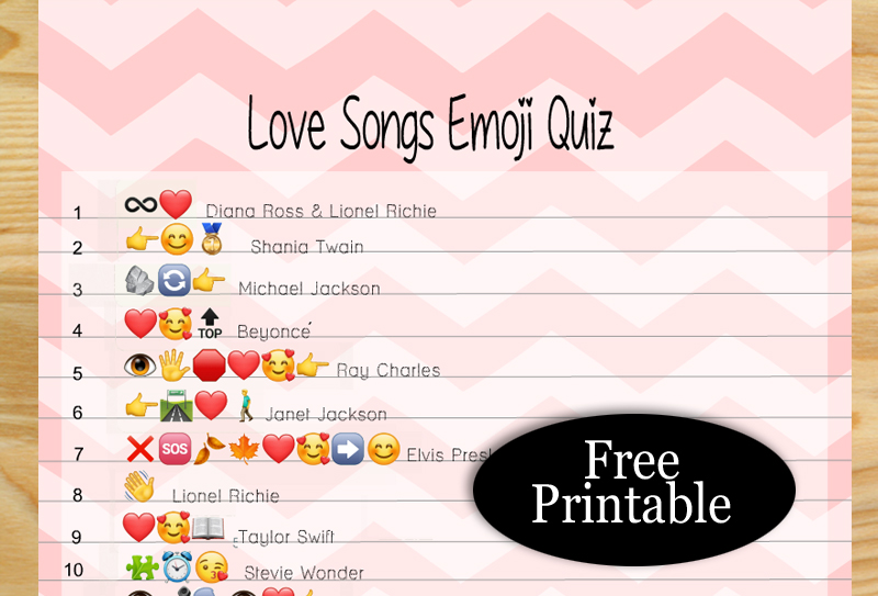 Free Printable Famous Love Songs Emoji Quiz