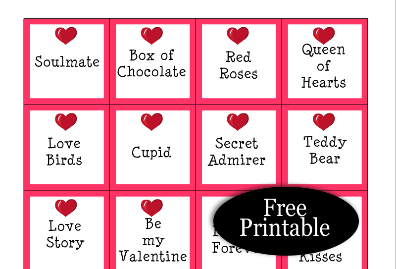 Free Printable Valentine Day Pictionary Game