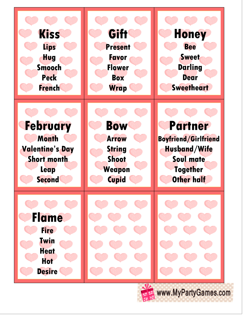 Free Printable Valentine Taboo Cards