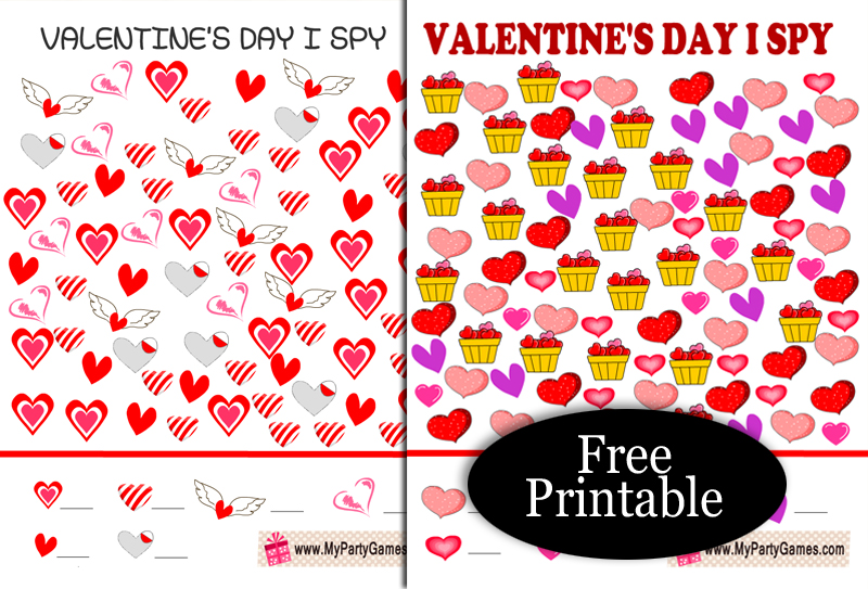 Free Printable Valentine I Spy Games for Kids
