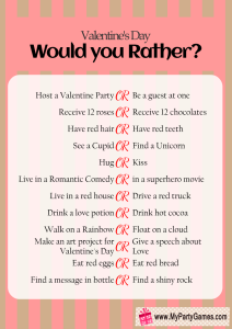 Free Printable Would You Rather Game for Valentine’s Day