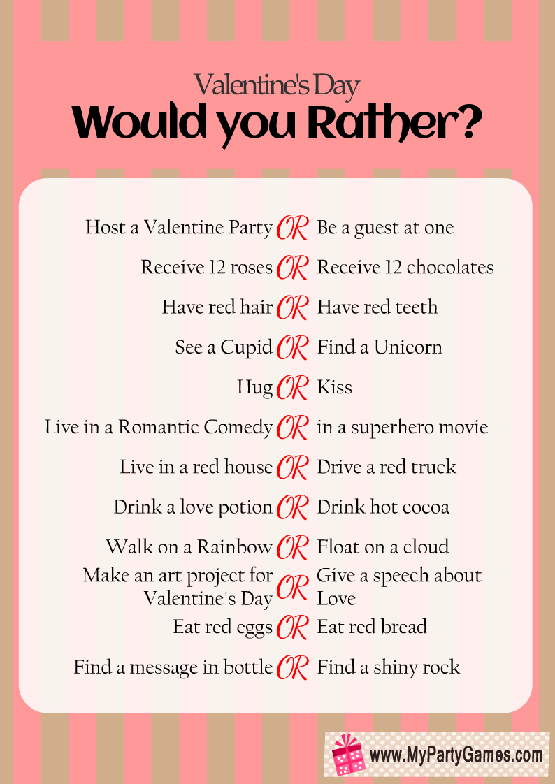 Would You Rather - Valentine's Edition, Games