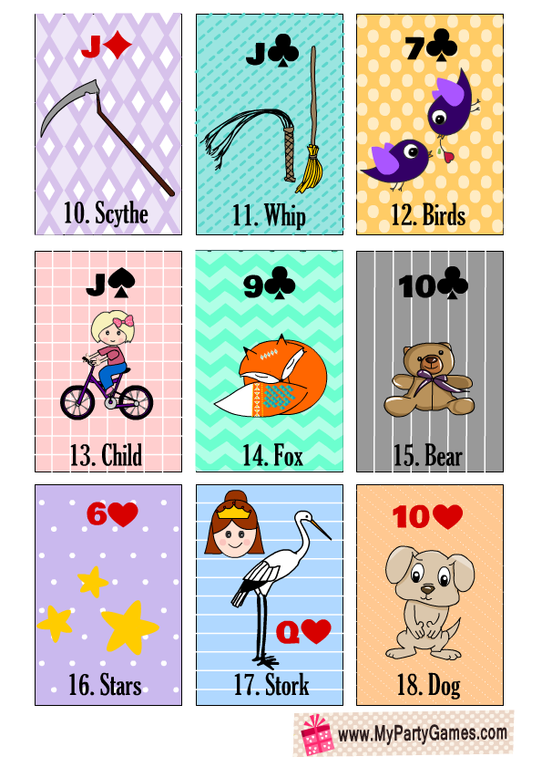 Free Printable Lenormand Cards (Sheet 2)