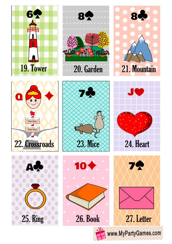 Free Printable Cute Lenormand Cards (Sheet 3)