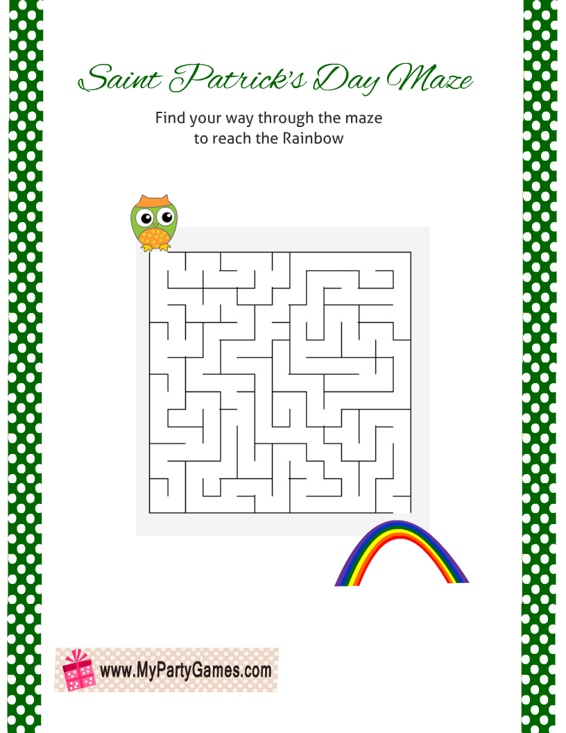 intable Easy Maze for St. Patrick's Day