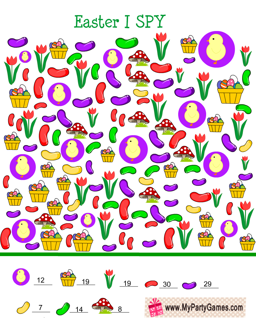 Free Printable Easter I Spy Game Answer Key