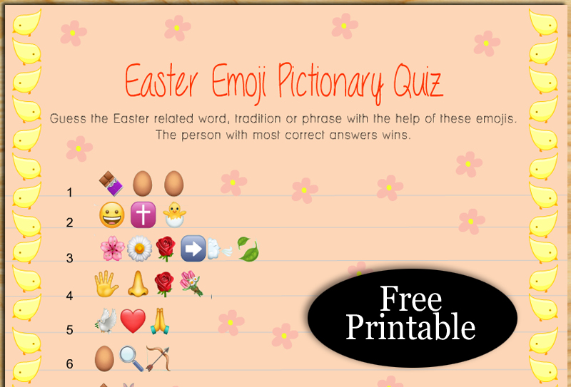 Free Printable Easter Emoji Pictionary Quiz