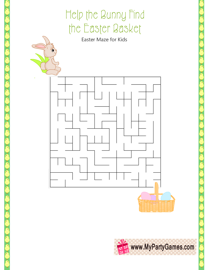 Help the Easter Bunny reach the Easter Basket {Free Printable Easter Maze}