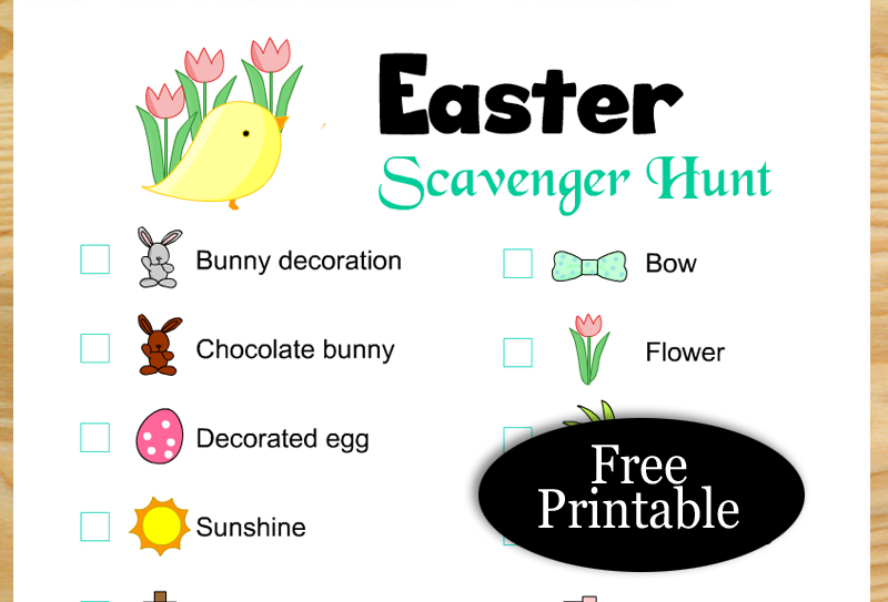 Free Printable Easter Scavenger Hunt Game for Kids