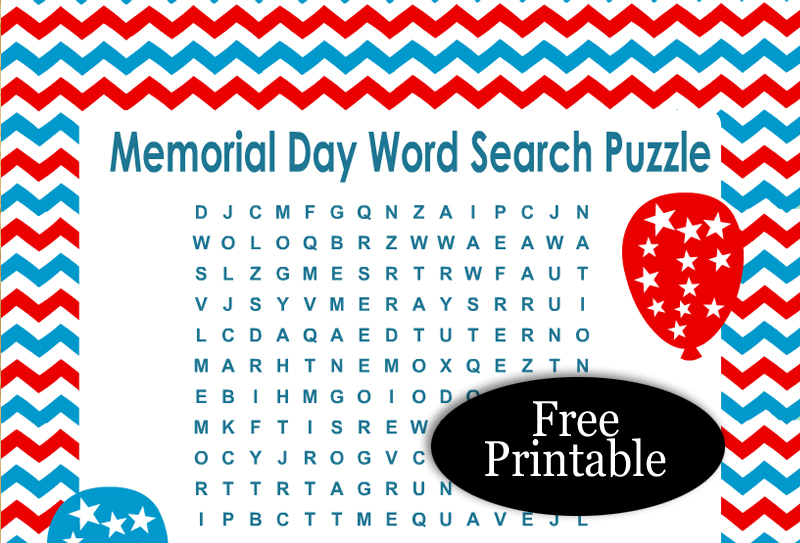 Free Printable Memorial Day Word Search Puzzle