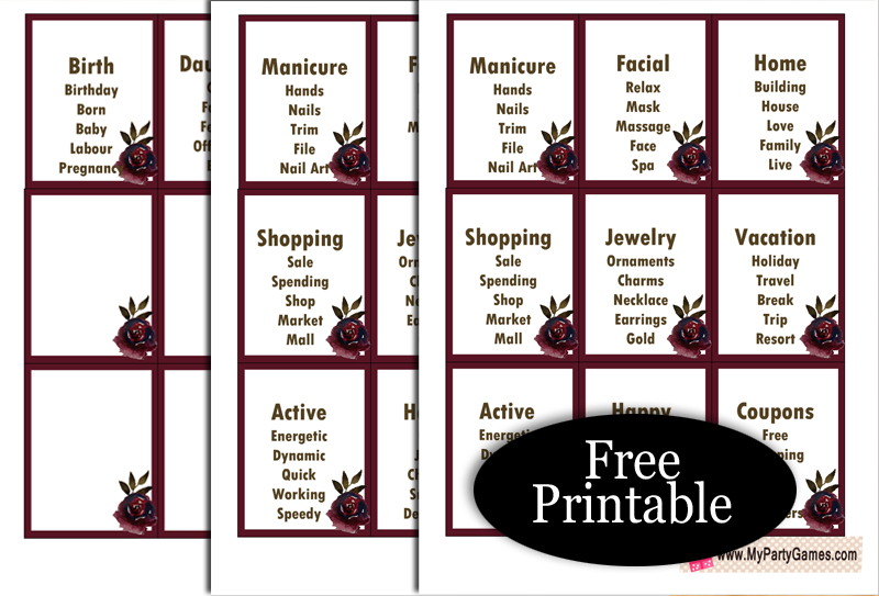 30 Free Printable Taboo inspired Game Cards for Mother's Day