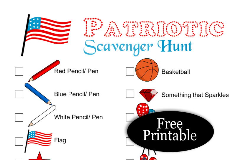 Free Printable Patriotic Scavenger Hunt Game