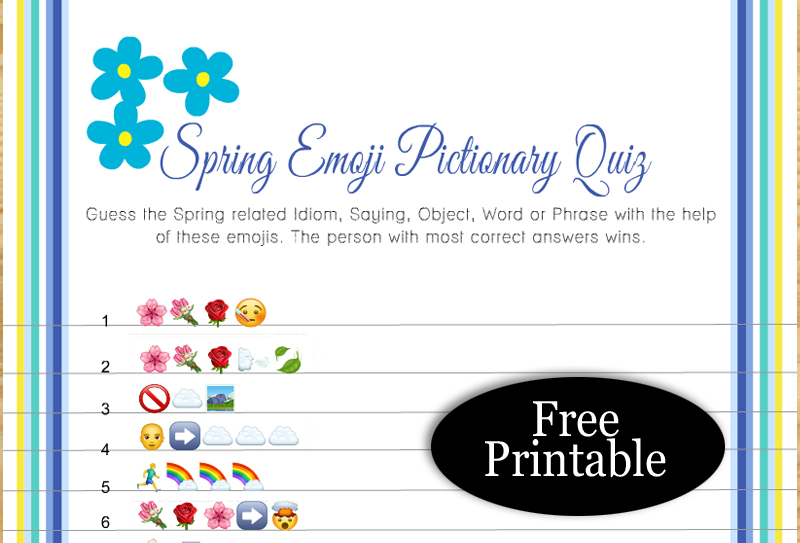 Free Printable Spring Emoji Pictionary Quiz with Answer Key