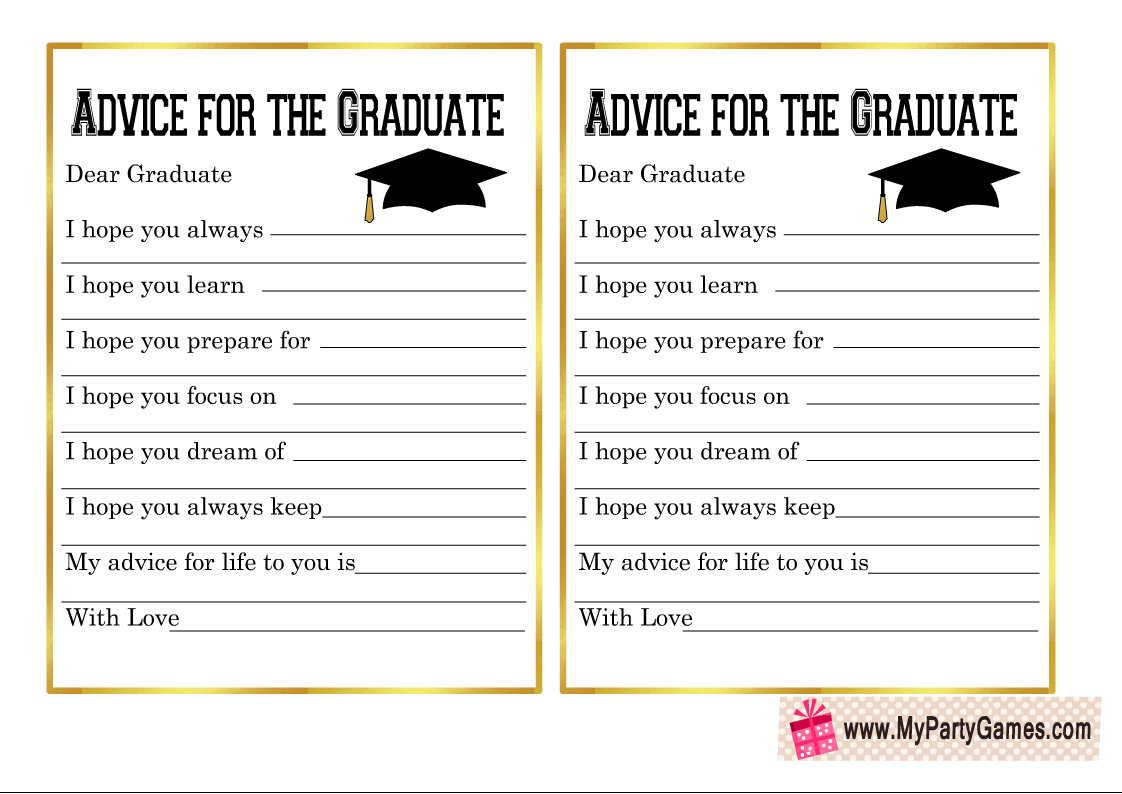 Free Printable Advice Cards for the Graduate