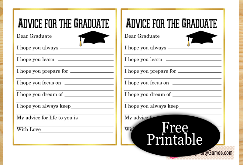 Free Printable Advice Cards For The Graduate