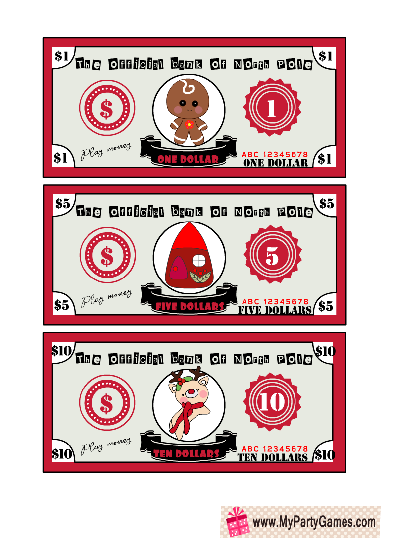 Free Printable Christmas Play Money