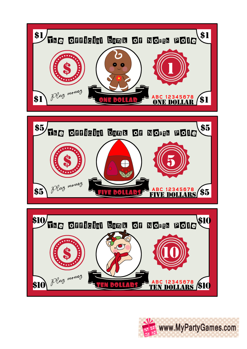 Free Printable Christmas Play Money Printable Form Templates And Letter