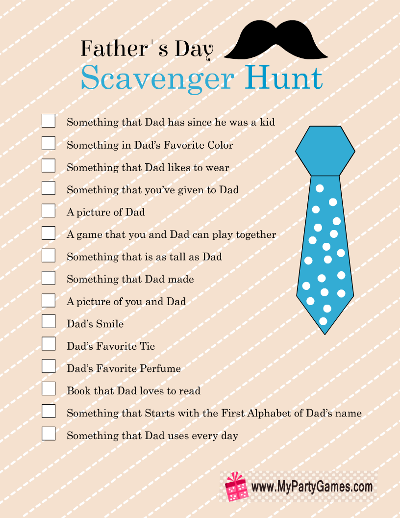 Free Printable Father's Day Scavenger Hunt Game
