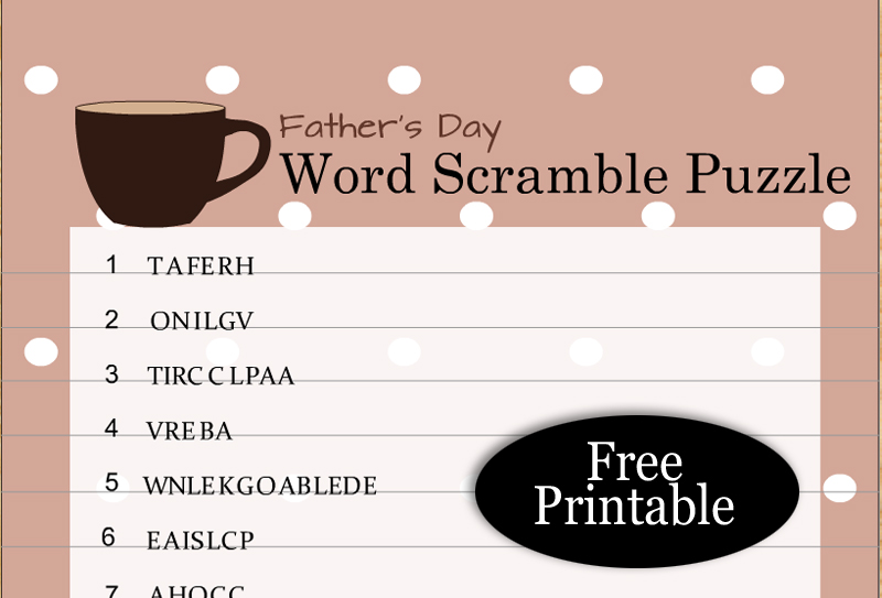 Free Printable Father's Day Word Scramble Puzzle