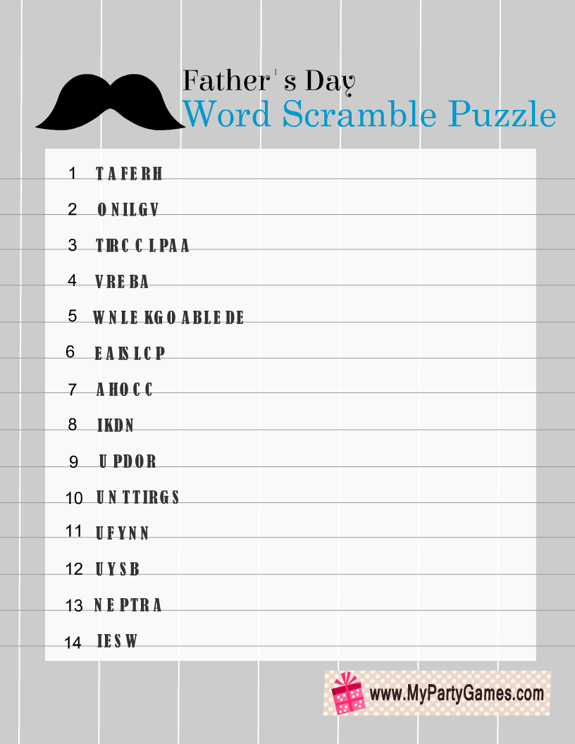 her's Day Word Scramble Puzzle Printable
