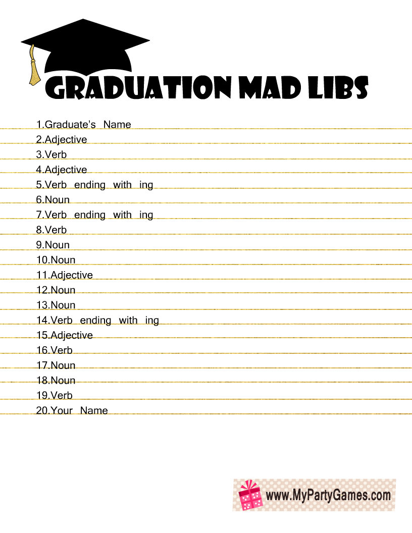 Free Printable Grad Libs or Graduation Mad Libs Game
