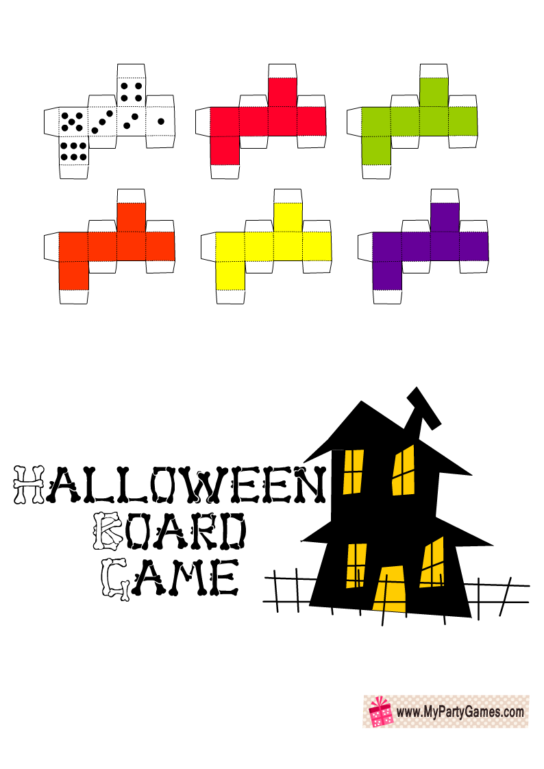 Free Printable Die, Tokens, and Label for Halloween Board Game