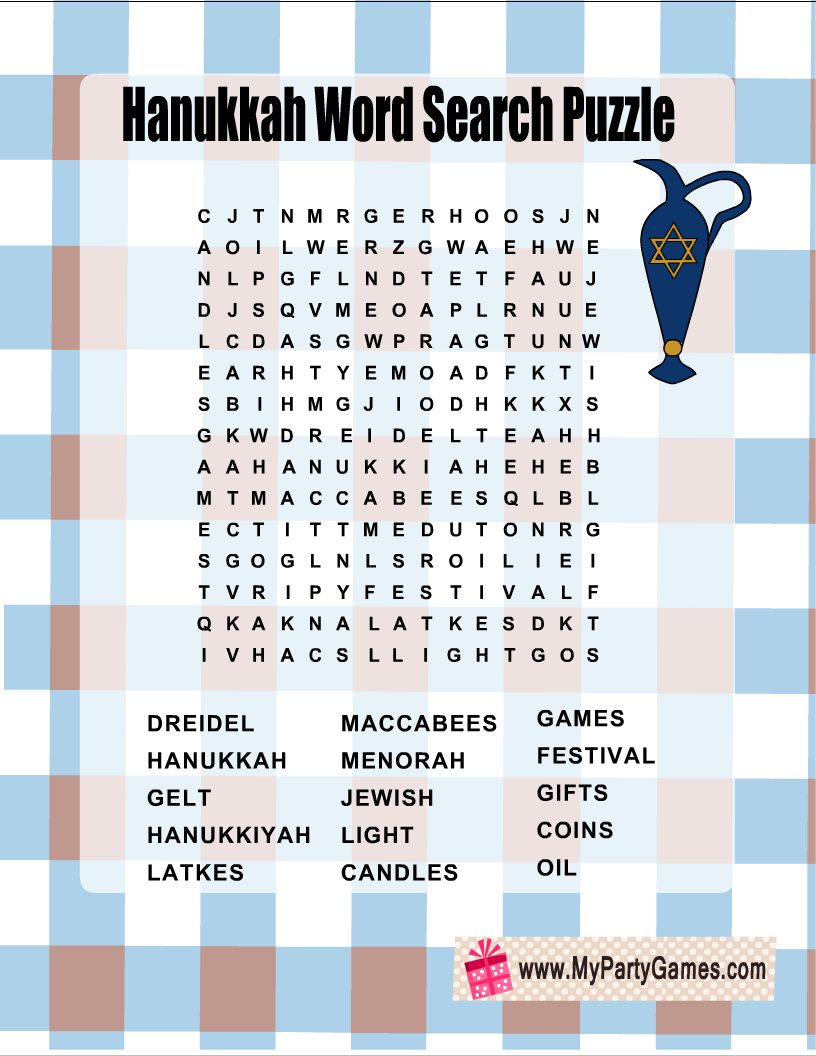 Free Printable Hanukkah Word Search Puzzle 