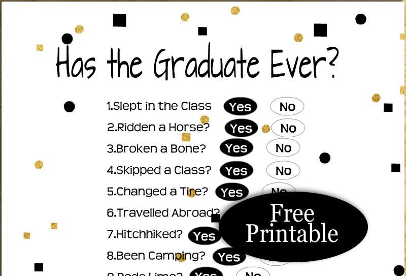 Free Printable Has the Graduate Ever? Graduation Game