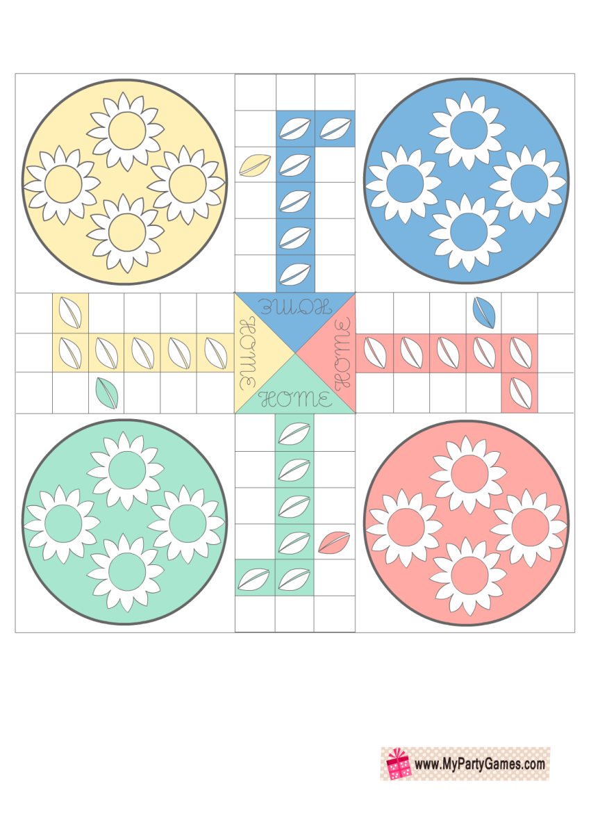 Free Printable Ludo Board Game in Pastel Colors