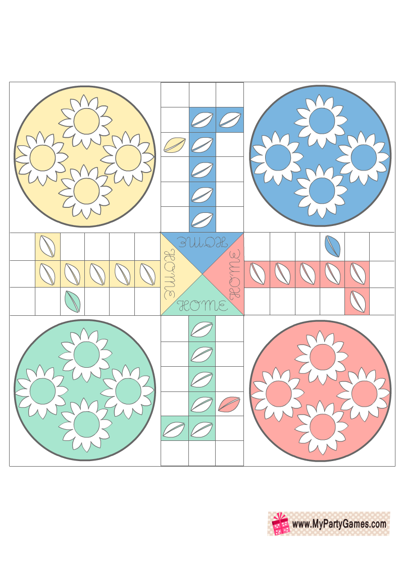 Free Printable A4 Ludo Board Game in Pastel Colors
