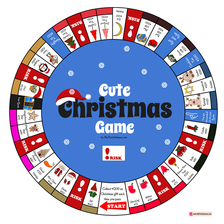 ree Printable Monopoly inspired DIY Christmas Game Board