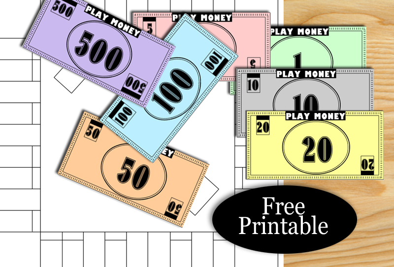 free printable monopoly like board template and play money