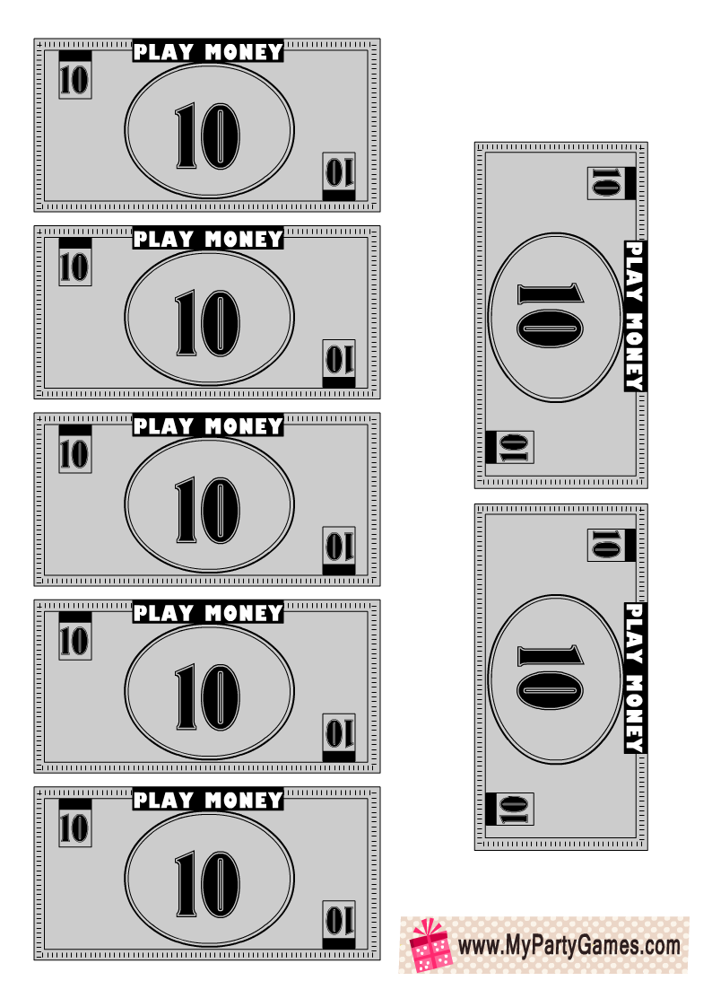 Monopoly like play money 10