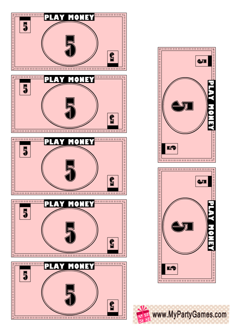 Free Printable Monopoly like Play Money 5