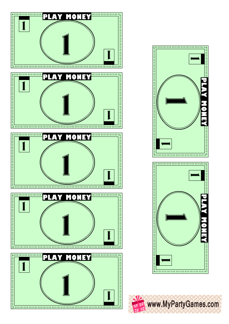 Free Printable Monopoly like Play Money