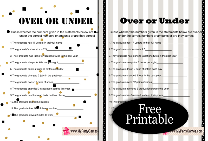24 Free Printable Graduation Games