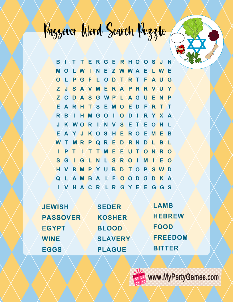 Passover Word Search Puzzle Printable