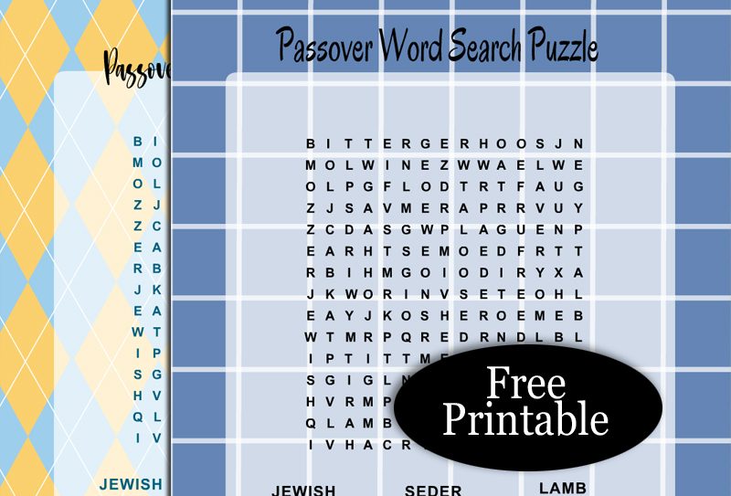 Free Printable Passover Word Search Puzzle with Key
