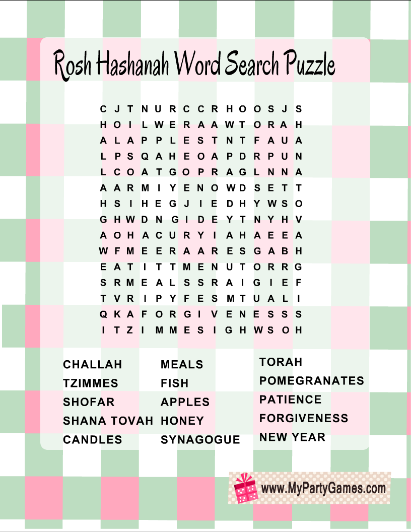 Free Printable Rosh Hashanah Word Search Puzzle