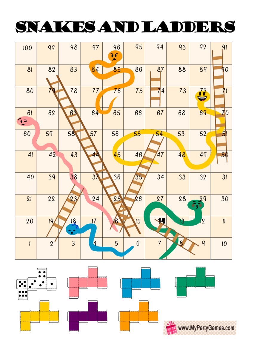 Free Printable Snakes and Ladders Board Game in A3 Size