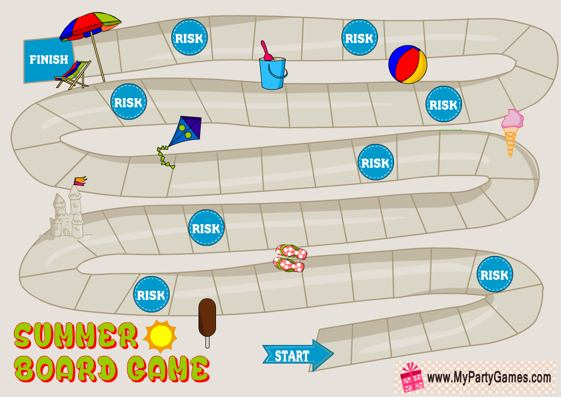 Free Printable Summer Board Game for Kids